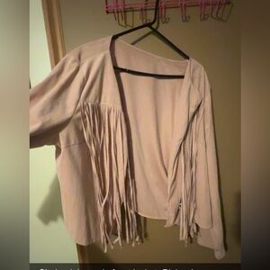 Pink suede fringe jacket 2x